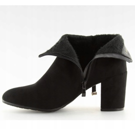 Fekete YL56 Fekete magas sarkú csizma 2