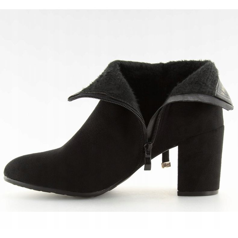 Fekete YL56 Fekete magas sarkú csizma 2