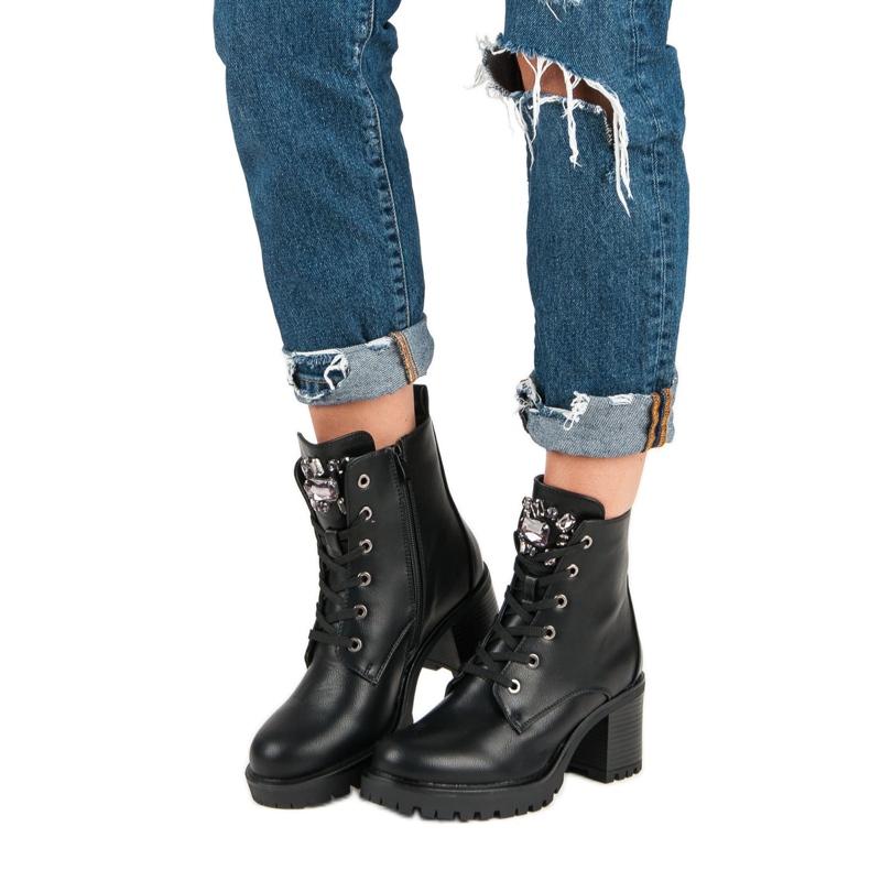 Kylie Kötve csizma a poszton fekete 2