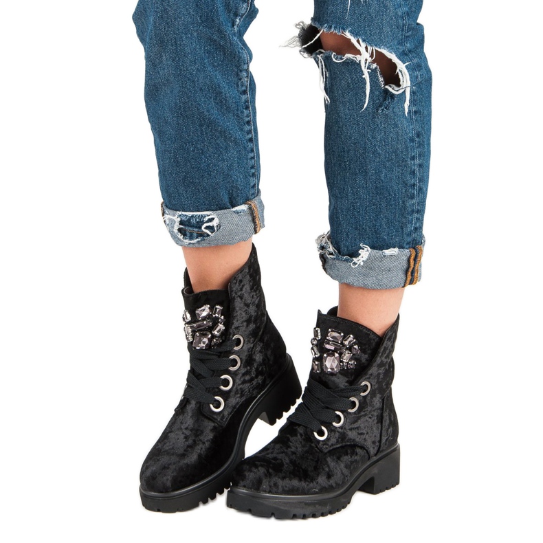 Kylie Divatos velúr csizma fekete 1