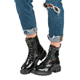 Kylie Kockás csizma fekete 2