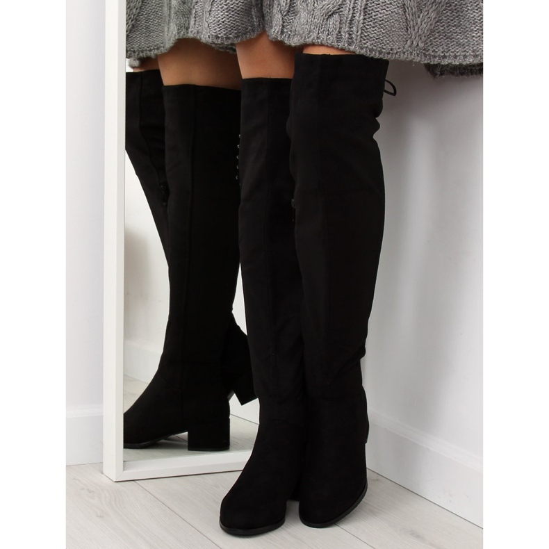 Fekete magas sarkú csizma BH129-HB 2
