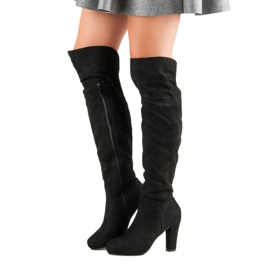 Velúr csizma a poszton fekete 1