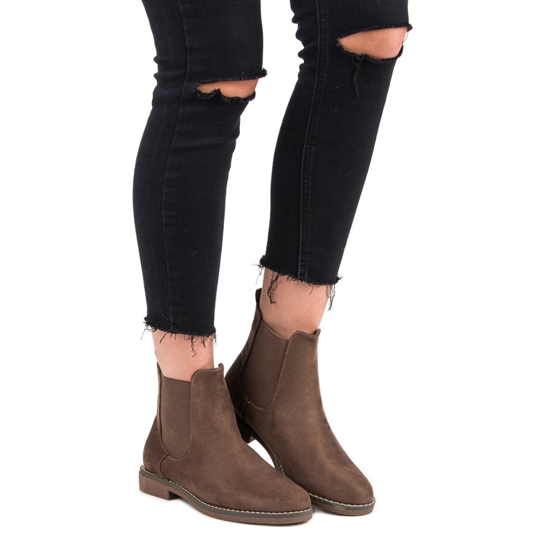 Super Mode Khaki velúr Chelsea csizma 1