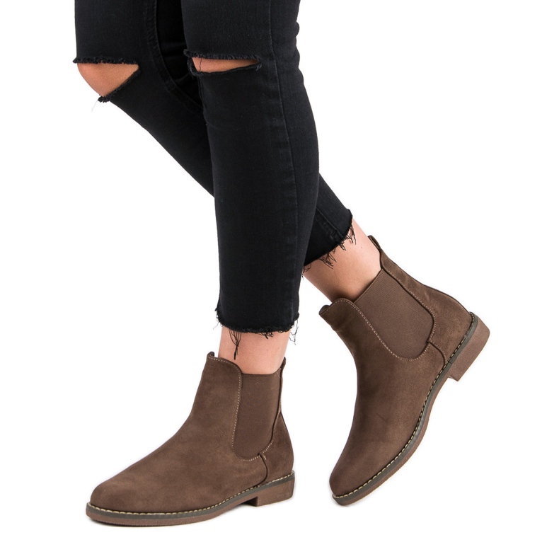 Super Mode Khaki velúr Chelsea csizma 2