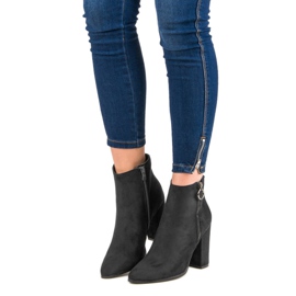 Super Mode Magas sarkú velúr bokacsizma fekete 2