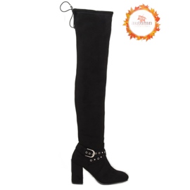 Fekete magas sarkú csizma S169 fekete 1