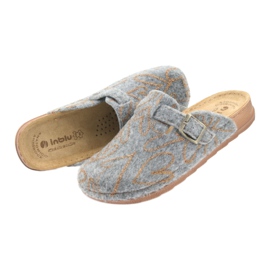 Filc papucs Inblu UA033 arany szív szürke sárga 4