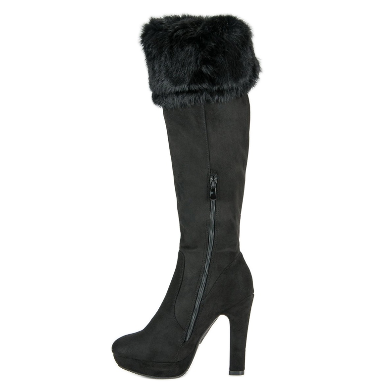 Super Me Velúr combcsizma szőrmével fekete 2