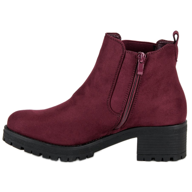 Ideal Shoes Maroon Chelsea csizma magas sarkú cipővel piros 1