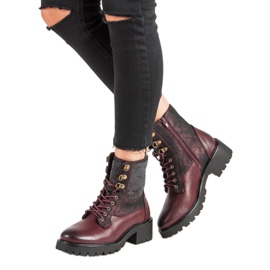 Ideal Shoes Fűzött munkások a platformon sokszínű piros 2