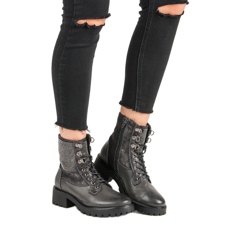 Ideal Shoes Fűzött munkások a platformon zöld 2