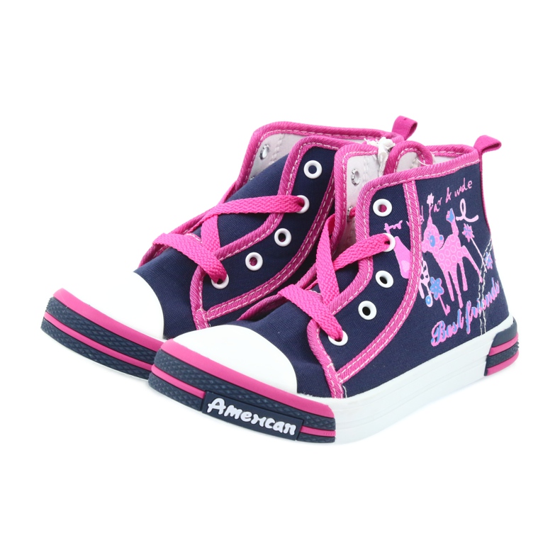 American Club Amerikai TEN13 sötétkék tornacipő cipzárral rózsaszín 3