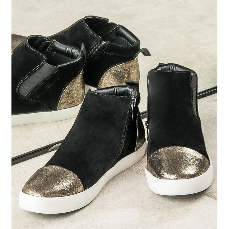 J. Star Elegáns női cipők fekete sárga 2