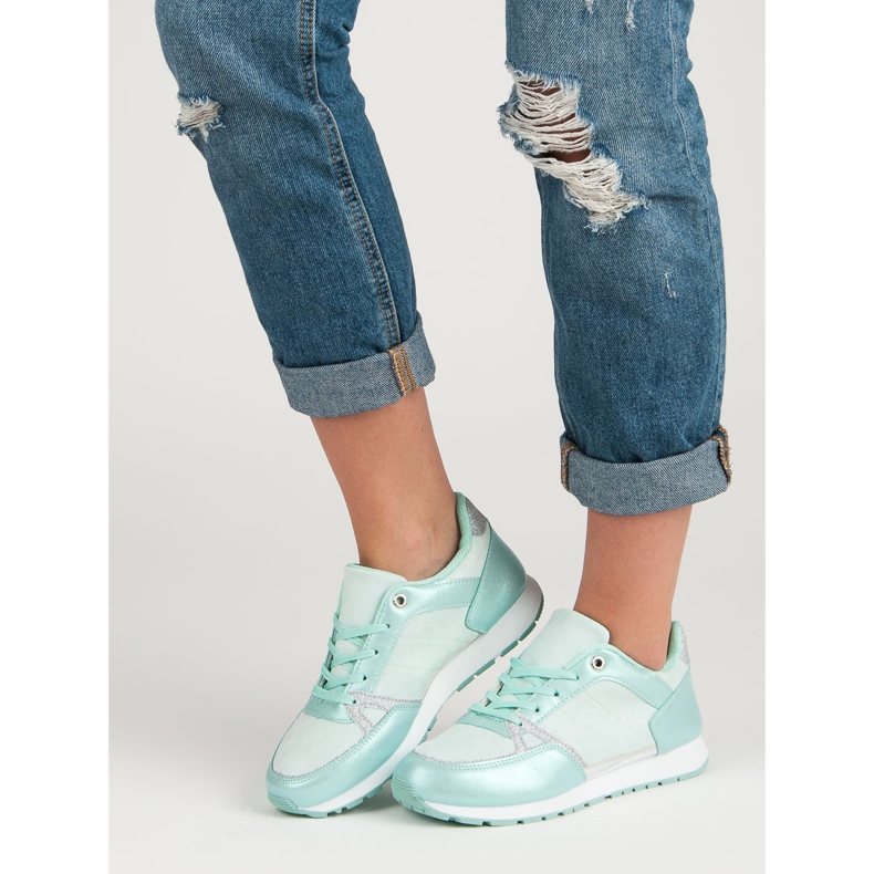 Fűzős sportcipő fehér szürke zöld 2