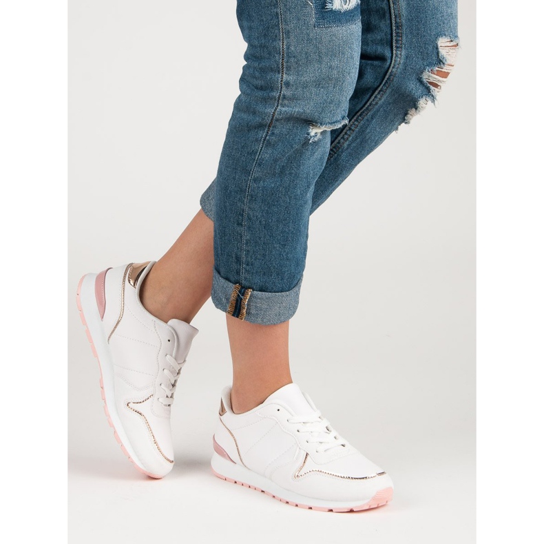 Fehér sportcipő sárga rózsaszín 1