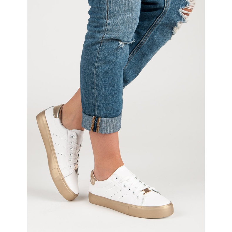 Kényelmes sportcipő fehér sárga 1