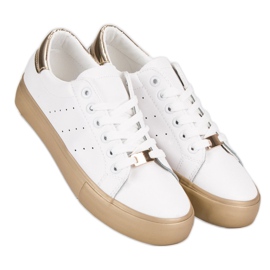 Kényelmes sportcipő fehér sárga 2