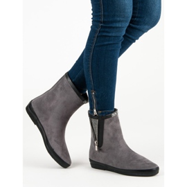 Kylie Suede galoshes dekoratív cipzárral szürke 2