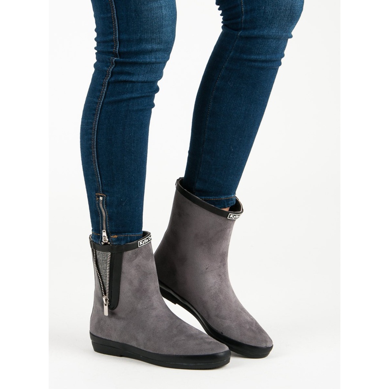 Kylie Suede galoshes dekoratív cipzárral szürke 1