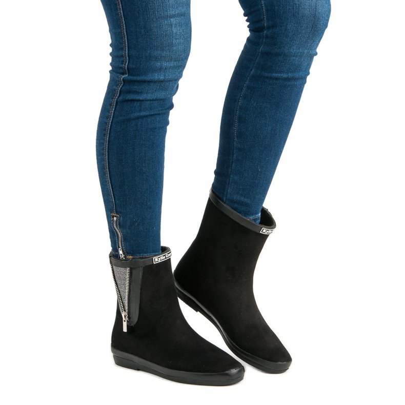 Kylie Suede galoshes dekoratív cipzárral fekete 2