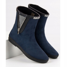 Kylie Suede galoshes dekoratív cipzárral sötétkék 1