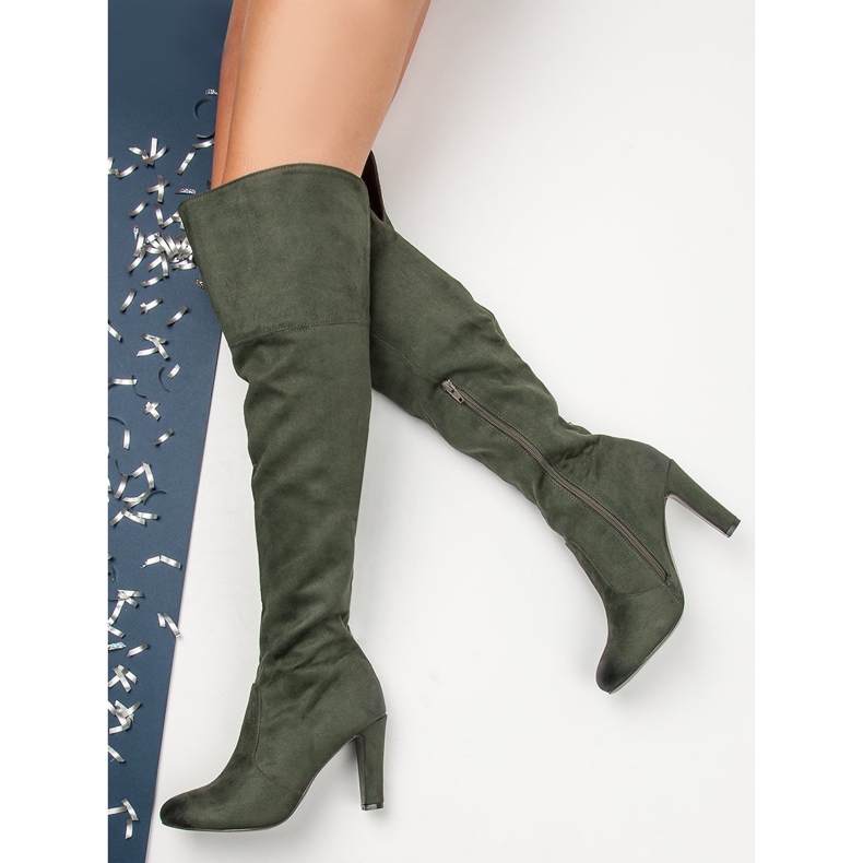 VINCEZA magas sarkú csizma zöld 2