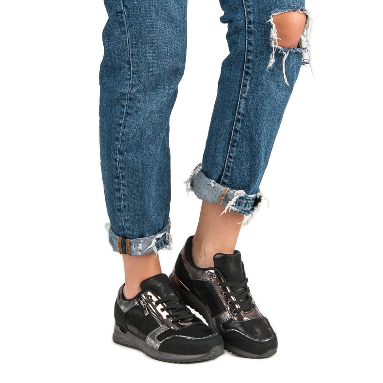 Sportcipő dekoratív cipzárral fekete szürke 2