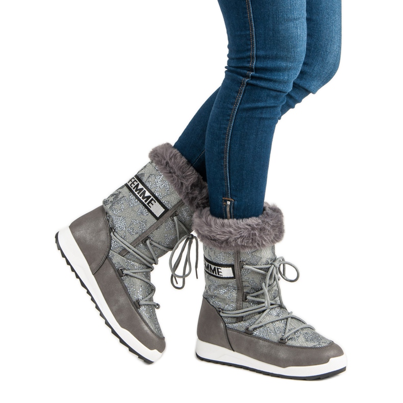 Magas hócsizma szürke 2