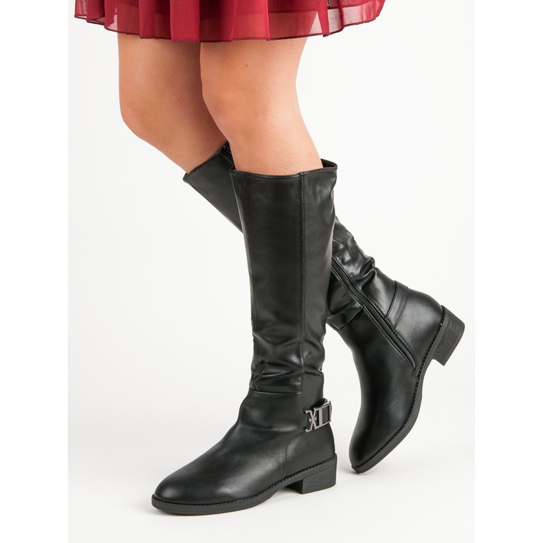 Super Me Klasszikus térdig érő csizma fekete 2