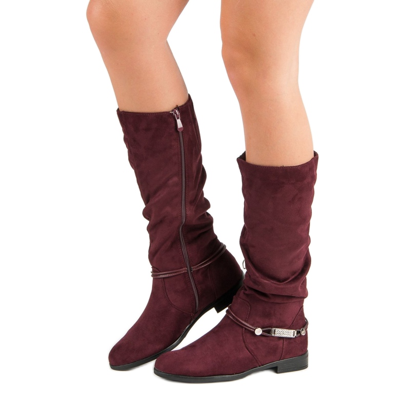 SDS Bordó térdmagas csizma piros 1