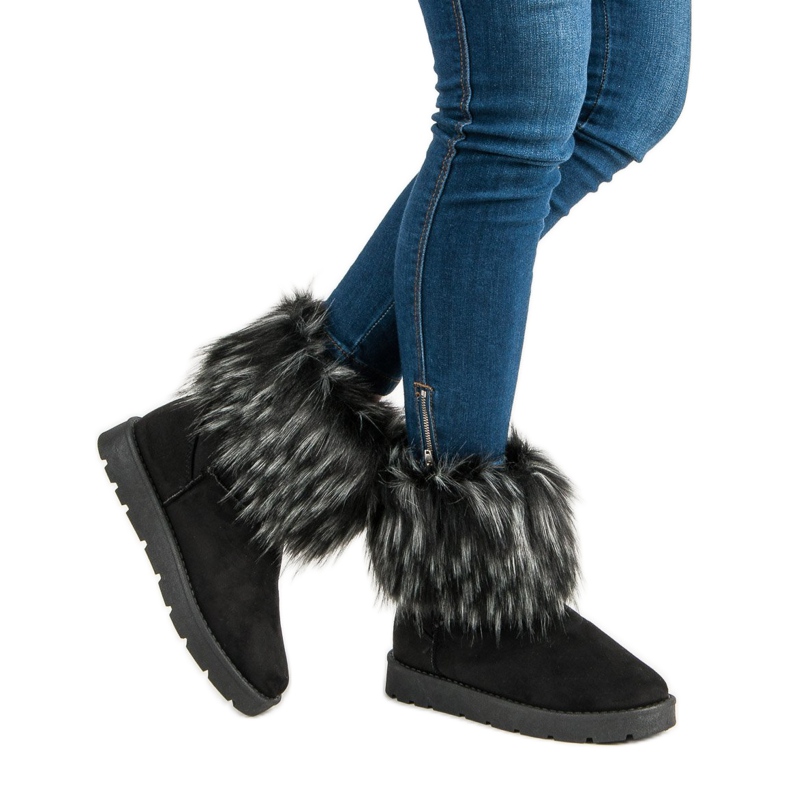 Fekete Mukluki szőrmével 1