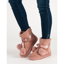 Rózsaszín Mukluki Pompomokkal 1