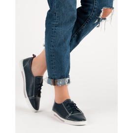 Áttört cipők VINCEZA bőrből kék 2