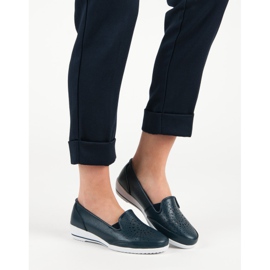 Áttört cipő VINCEZA bőrből kék 2