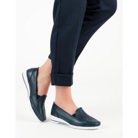 Áttört cipő VINCEZA bőrből kék 1