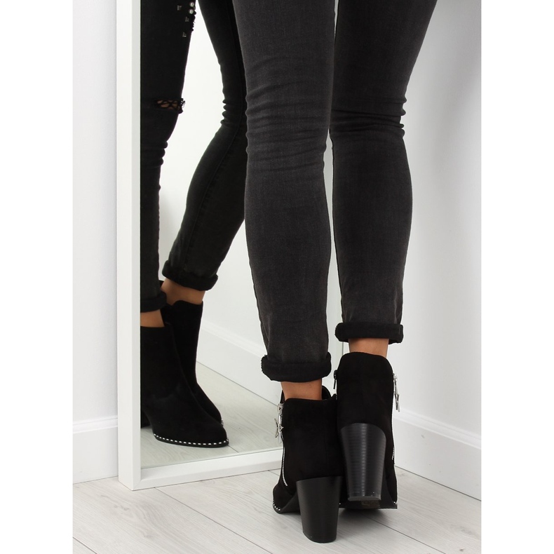 Csizma stabil sarokon fekete 8576-2 Fekete 2