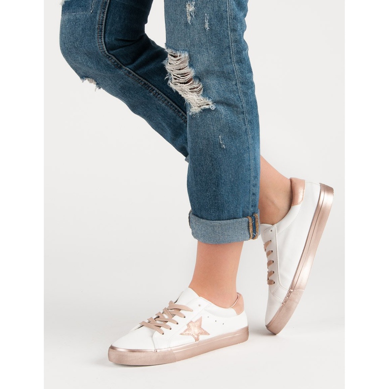 Stílusos alacsony cipők fehér sárga 2