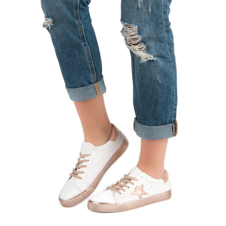 Stílusos alacsony cipők fehér sárga 1