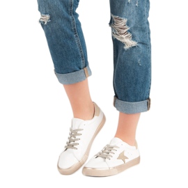 Stílusos alacsony cipők fehér sárga 1