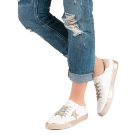 Stílusos alacsony cipők fehér sárga 2