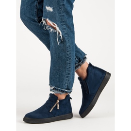 Velúr Slip-On cipők sötétkék 1
