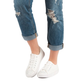 Sport Fehér cipők kristályokkal 2