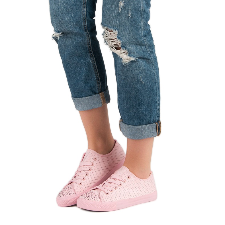 Sport Rózsaszín cipők kristályokkal 2