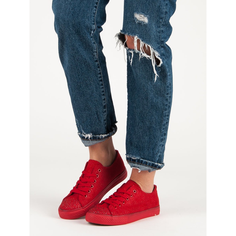 Sport Piros cipők kristályokkal 1