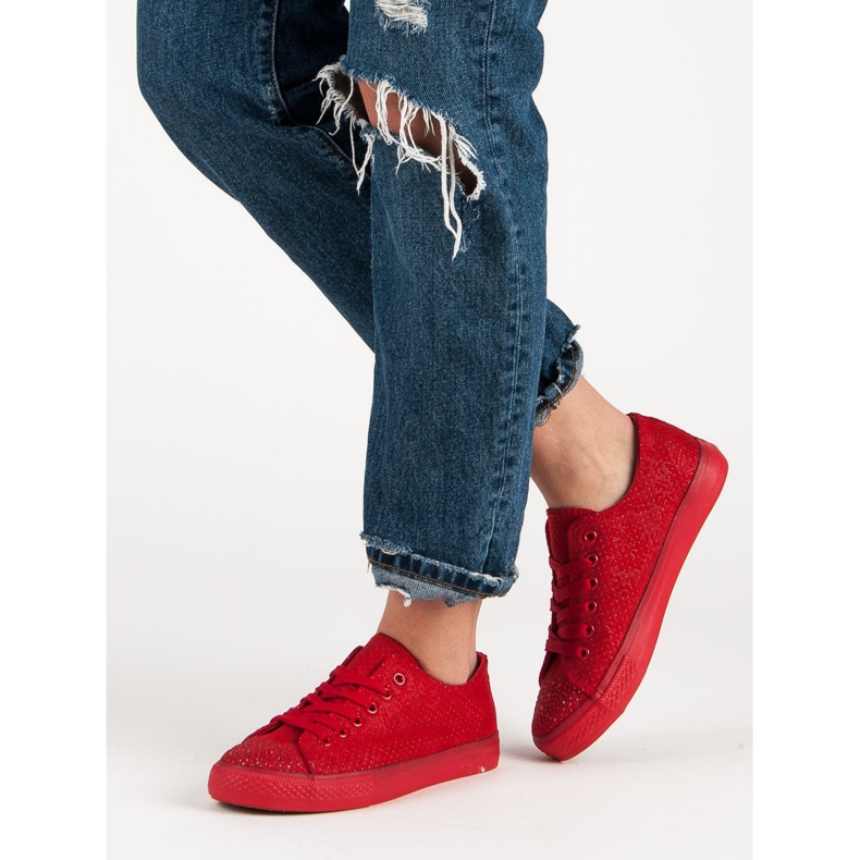 Sport Piros cipők kristályokkal 2