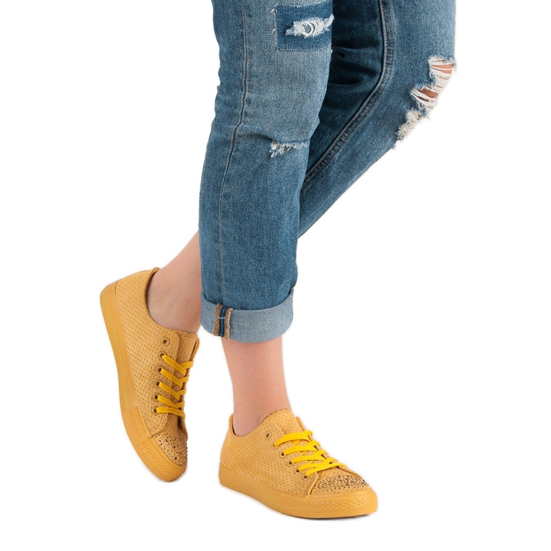 Sport Sárga cipők kristályokkal 2