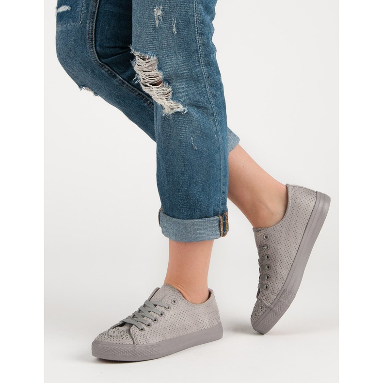 Sport Szürke cipők kristályokkal 2