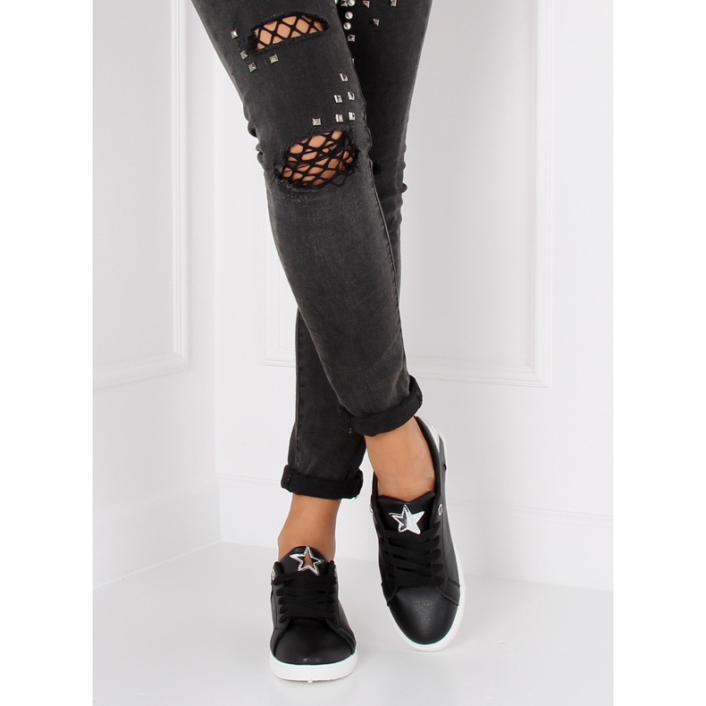 Fekete Cipők csillaggal A6213 Fekete 2