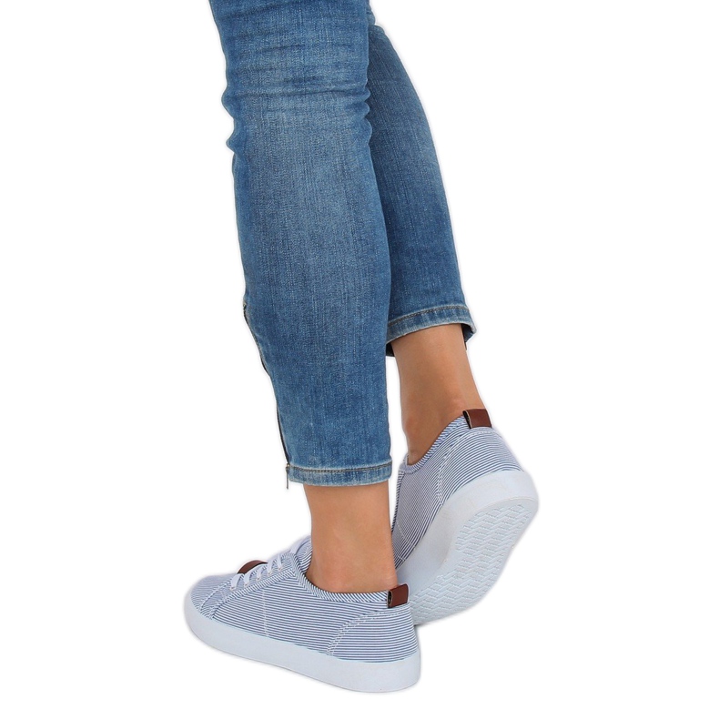 Kék JX70P Navy csíkos cipők 2